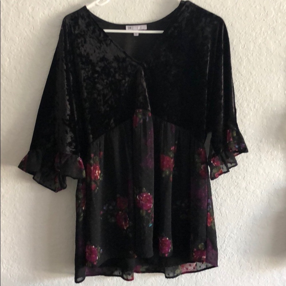 Velvet and Floral Top